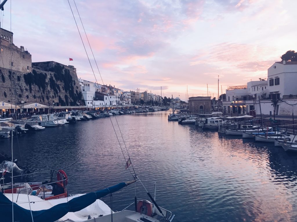 Best beaches in menorca- ciutadella bay at sunset